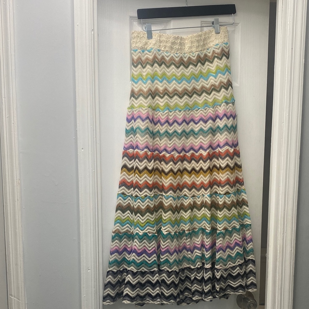 Lapis Multicolor Chevron Maxi Skirt